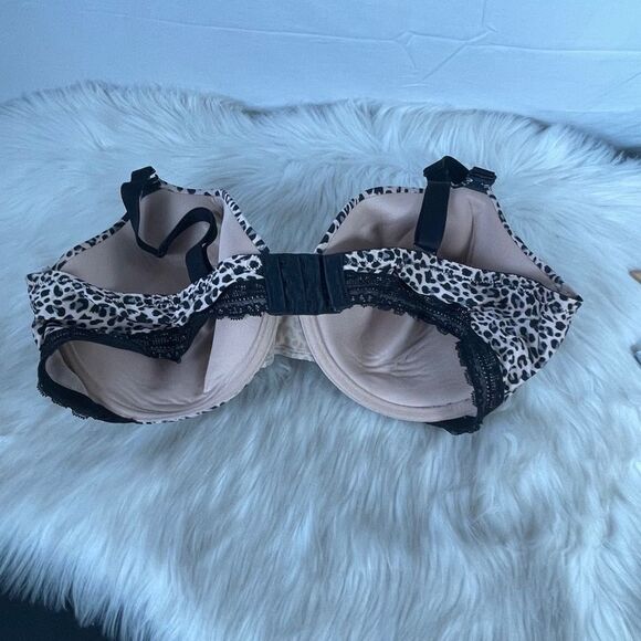 Paramour Tan/Black Leopard Print Padded Bra Sz 42DDD - Picture 3 of 6